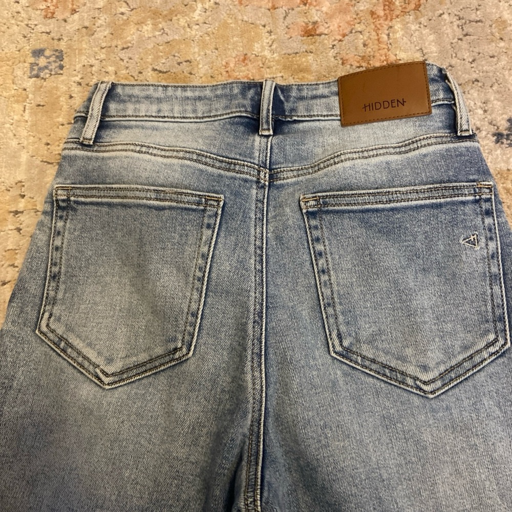 Hidden Los Angeles Jeans Womens 26 Raw Hem Stretch High Rise Light Wash Wide leg - Picture 10 of 13